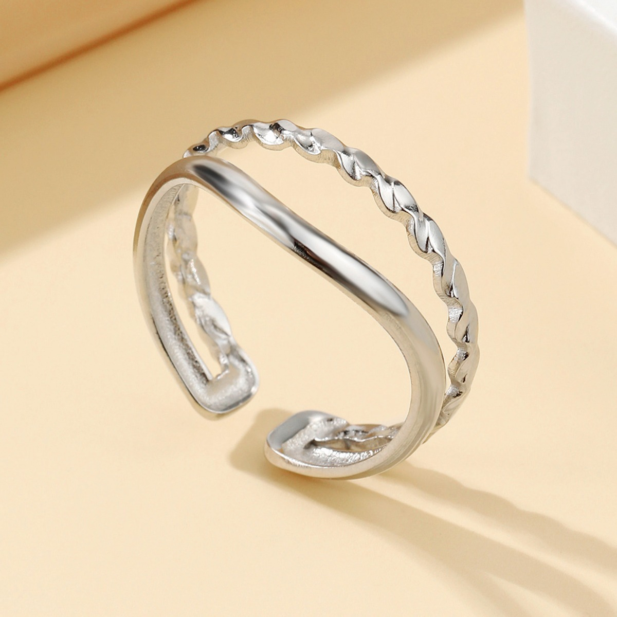 Bohemian Style Double Opening Ring, 304 Stainless Steel
